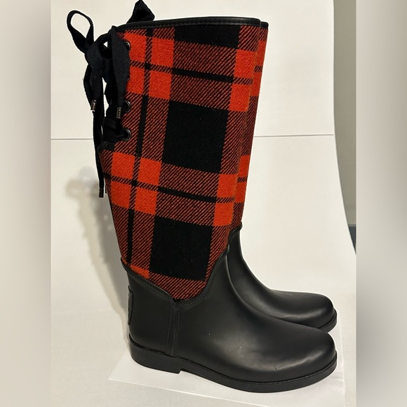 Coach tristee plaid rainboots size 8 - Picture 1 of 7